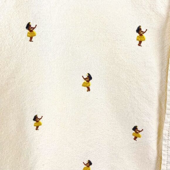 DJAB Hula Pastel Yellow Cotton Short Sleeve Button Up Shirt Size L - Picture 4 of 7